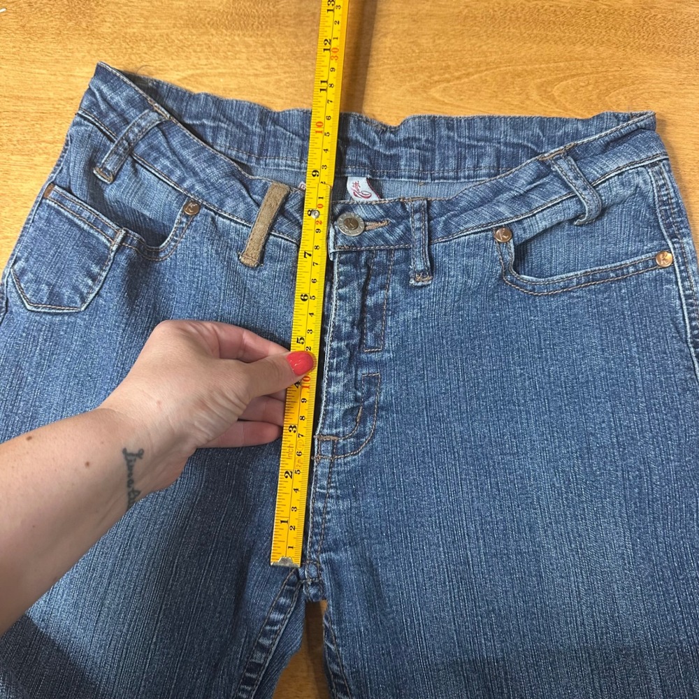 Vintage Y2K Karl Kani Flare Jeans Womens 28 Blue Knee Pocket Utility Streetwear - Picture 16 of 16